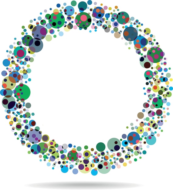 Vector Image Of Abstract Round Shape With Colorful Dots Isolated On Transparent Background