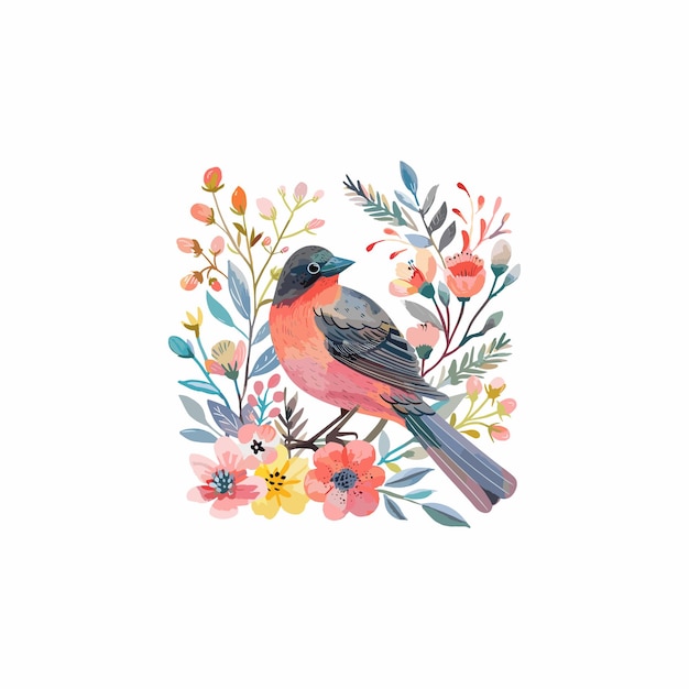 Vector vector image of beautiful birds and wreathai generated