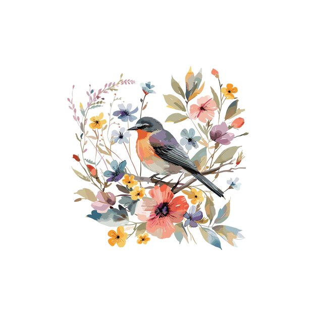 Vector vector image of beautiful birds and wreathai generated