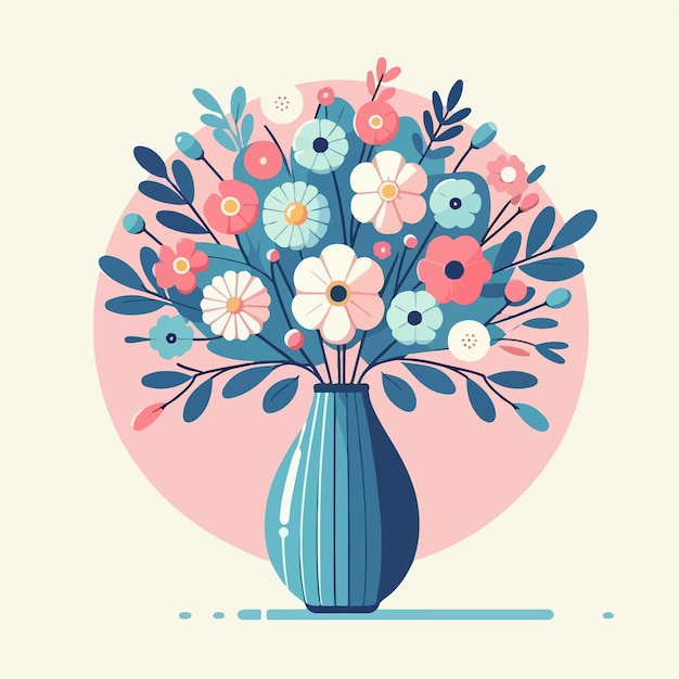 Vector vector image of a beautiful flower vase