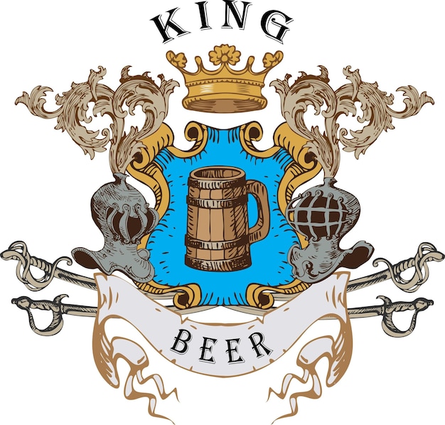 vector image of a beer label in the style of a medieval coat of arms vintage graphics