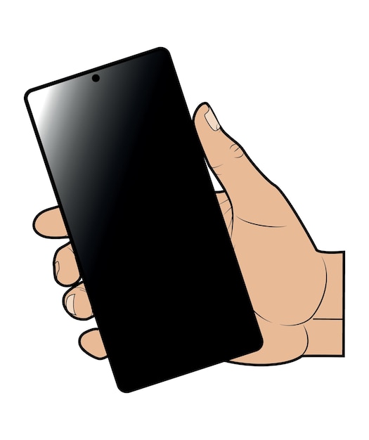 Vector Image Of A Black Smartphone In A Hand Isolated On Transparent Background