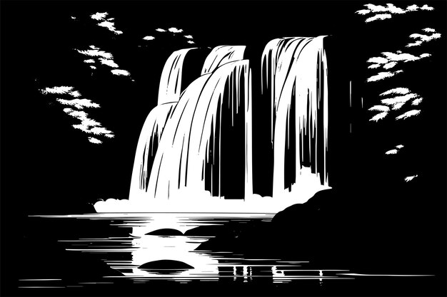 Vector vector image black texture of a waterfall on pure white background