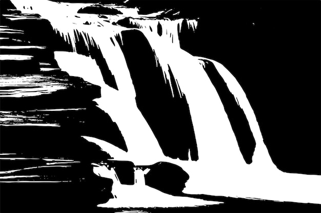 Vector vector image black texture of a waterfall on pure white background