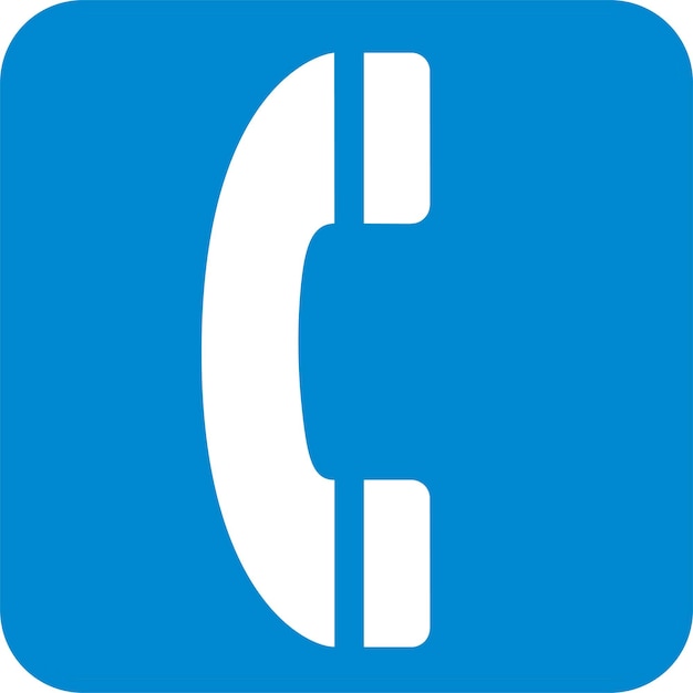 Vector image of blue icon for telephone call isolated on transparent background