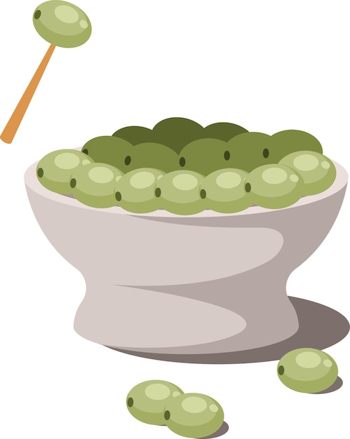 Vector Image Of A Bowl Full Of Olives Food Illustration