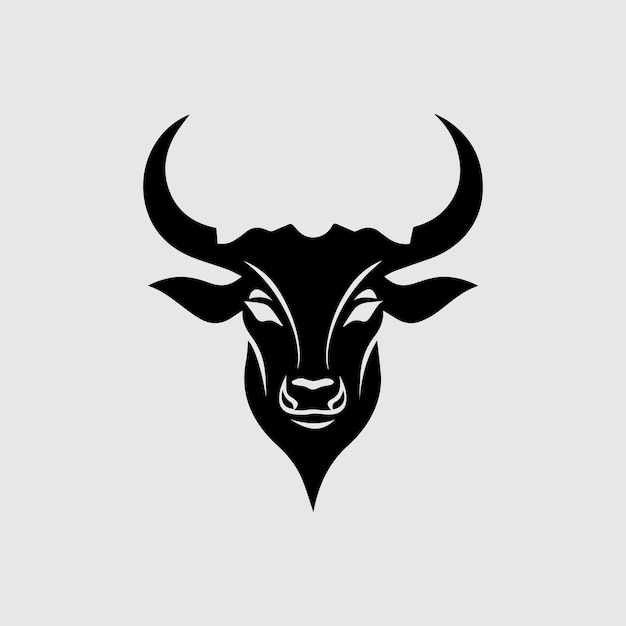 Vector image of a bull head on a grey background