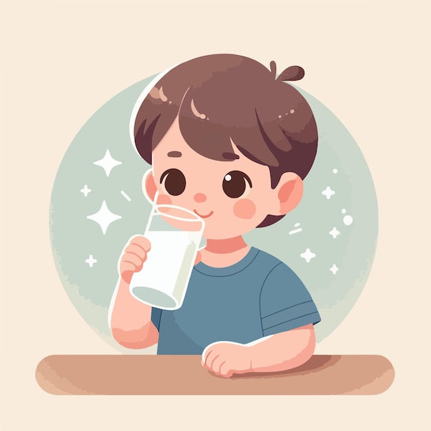 vector image of a child drinking milk