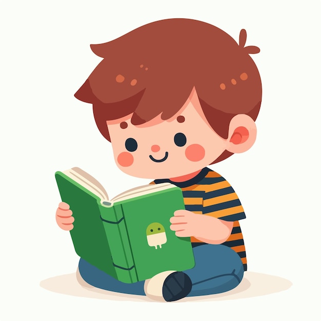 vector image of a child reading a book