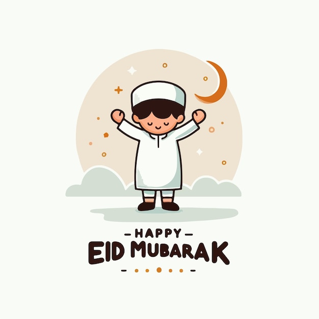 Vector image of a child wishing a happy Eid alFitr