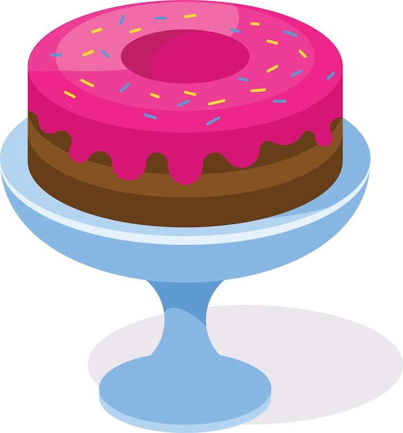 Vector Image Of A Chocolate Cake With Pink Glaze Food Illustration