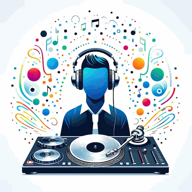 Vector image of a colorful DJ