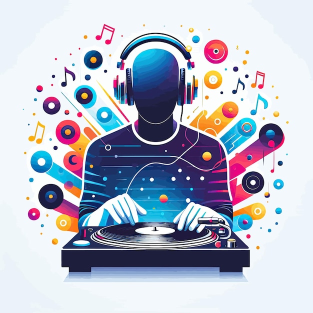 Vector image of a colorful DJ