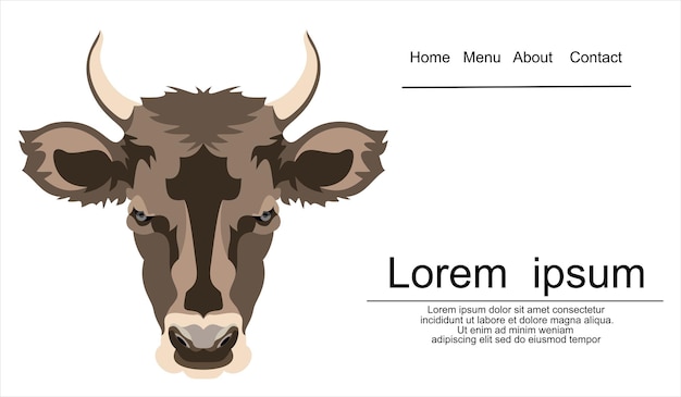 Vector image of a cow head design. Vector cow logo. Farm Animals.