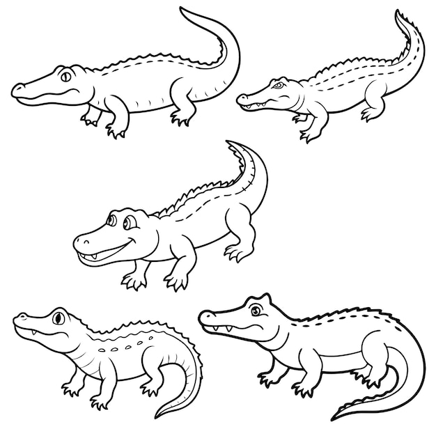 Vector vector image of a crocodile black and white drawing coloring book for children crocodile emblem