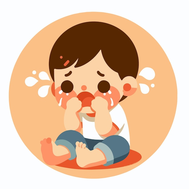 Vector image of a crying child