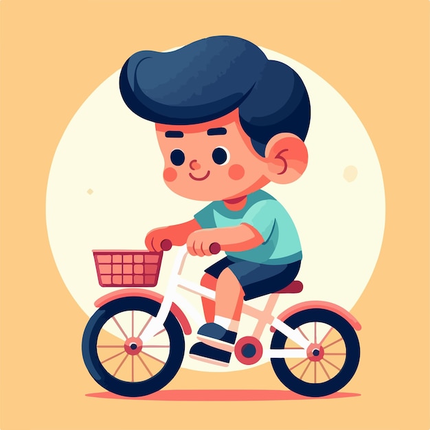 vector image of cute children playing bicycles