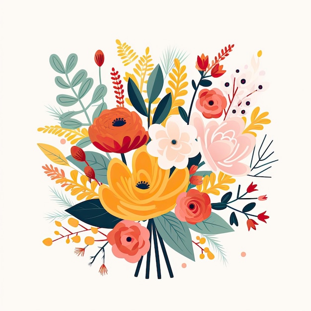 Vector image cute flowers bouquet