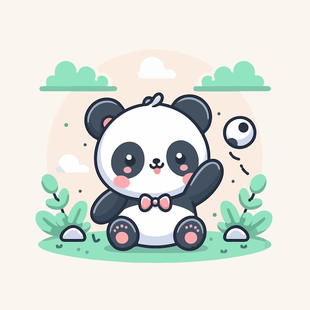 vector image of a cute panda