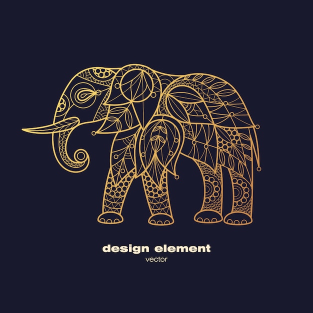 Vector image of decorative animal elephant.