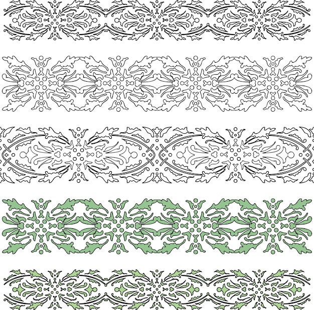 Vector image of decorative floral borders