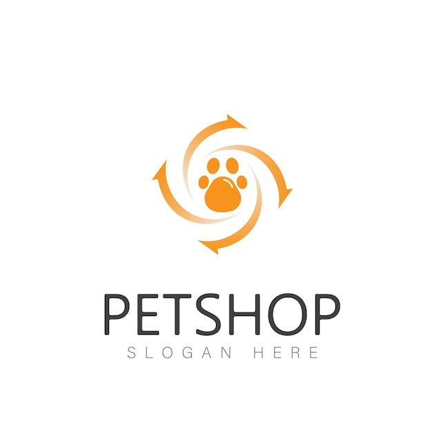 Vector image of an dog and cat design on white background Petshop