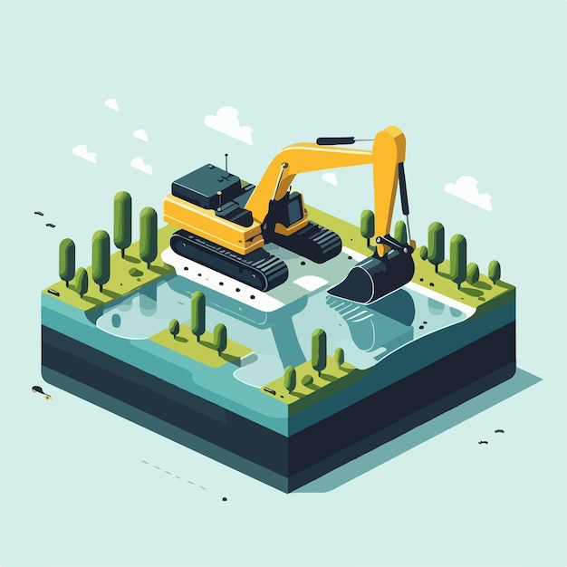 Vector vector image of excavator heavy equipment