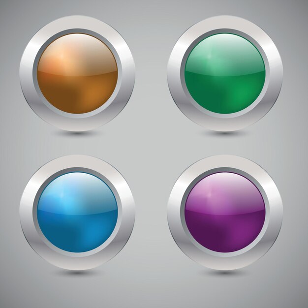 Vector Image Of Four Colorful Buttons Isolated On Transparent Background