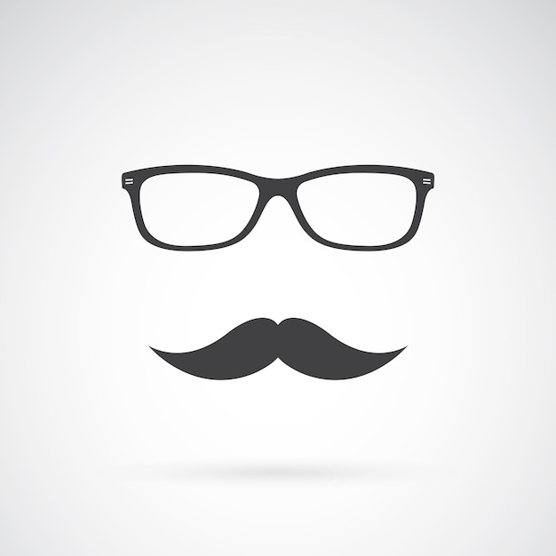 Vector image of an glasses and mustache on white background