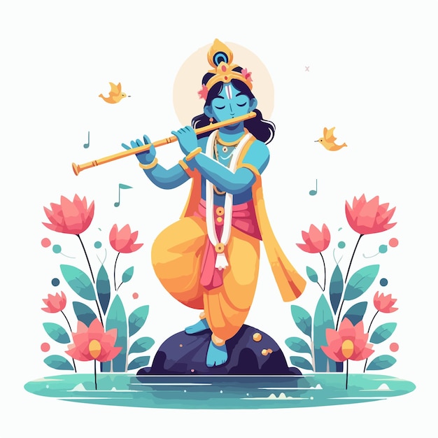 Vector vector image of god india krishna