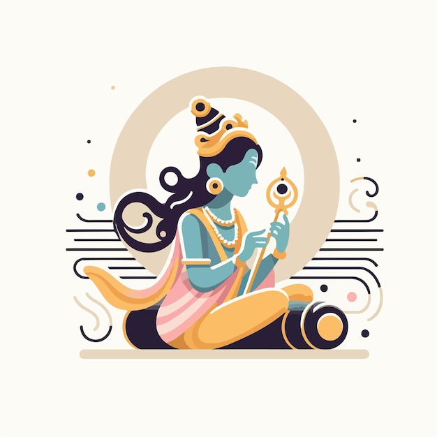 Vector vector image of god india krishna