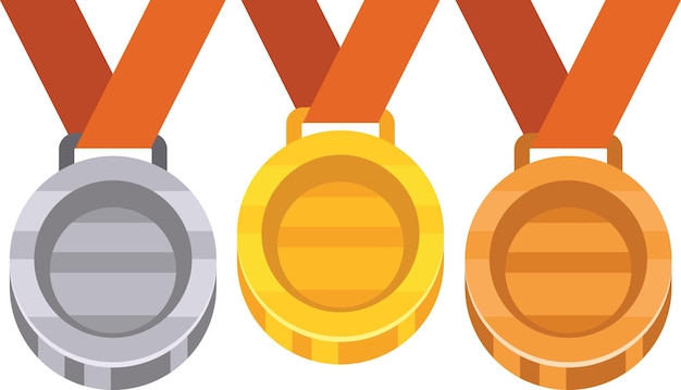 Vector Image Of Gold Silver And Bronze Medal Isolated On Transparent Background