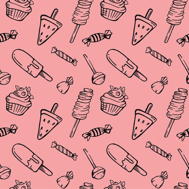 Vector image handdrawn set of sweets