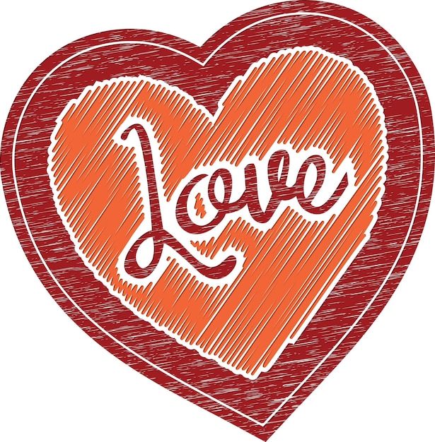 Vector Image Of A Heart With Scribble Effect And Text Inside Isolated On Transparent Background