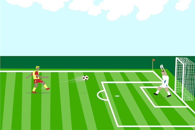 Vector image Illustration of two people playing football on the field