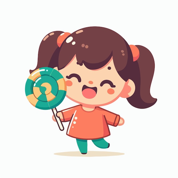 Vector image of little girl carrying lollipops