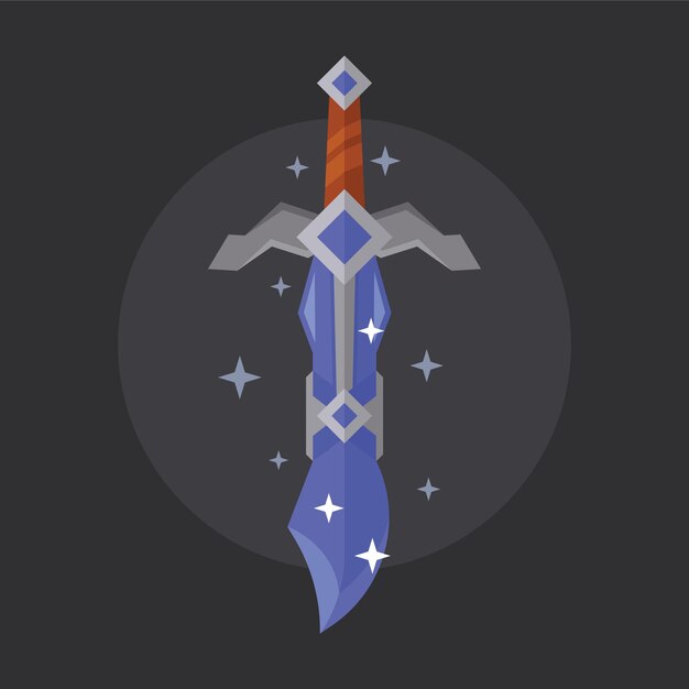 Vector vector image of a magic sword from a video game isolated on transparent background