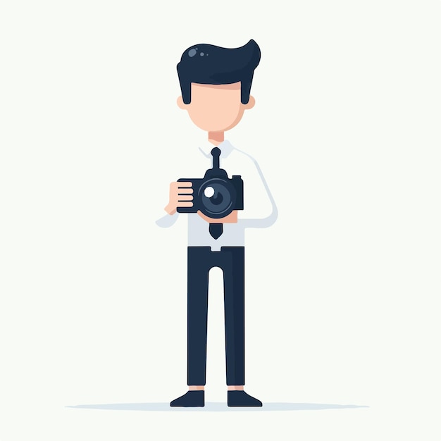 Vector vector image of male photographer with simple and minimalist flat design