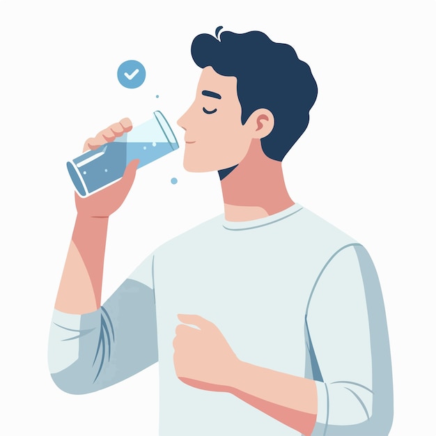 Vector vector image of a man drinking water