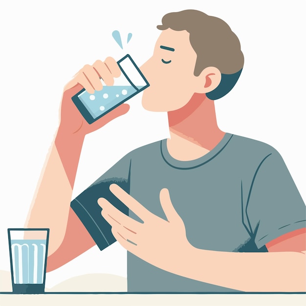 Vector vector image of a man drinking water