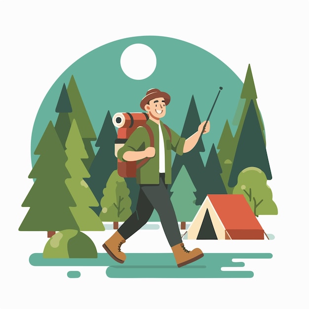 Vector vector image of man going camping