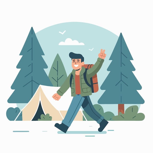 Vector image of man going camping