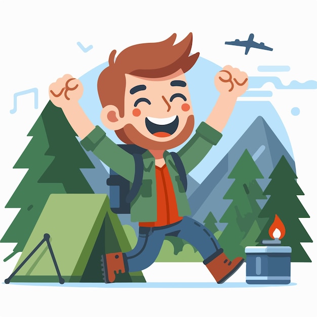 Vector vector image of man going camping