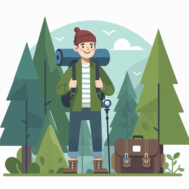 Vector image of man going camping