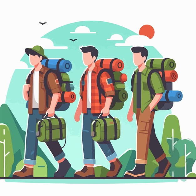 Vector vector image of man going camping