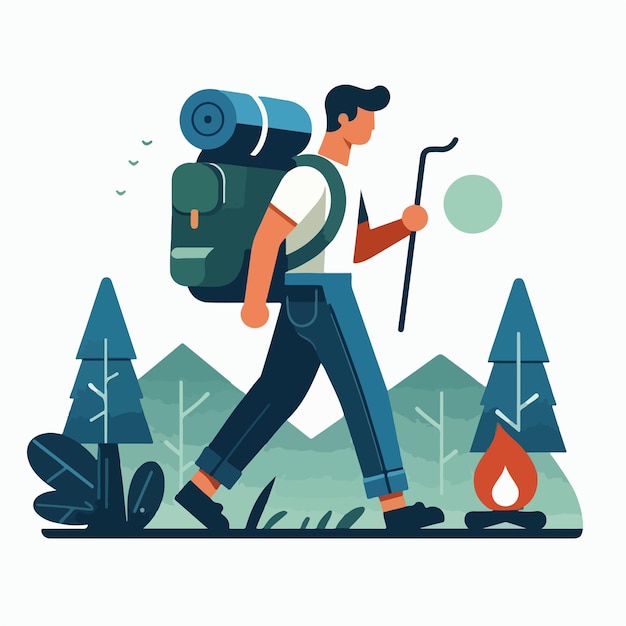 Vector vector image of man going camping