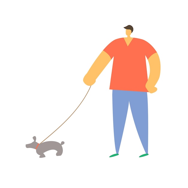 Vector image Man walks the dog