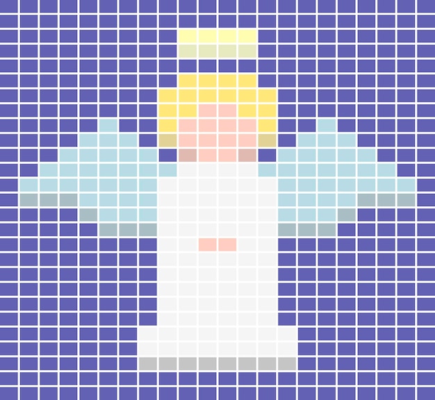 Vector image of a mosaic angel assembled from rectangular tiles