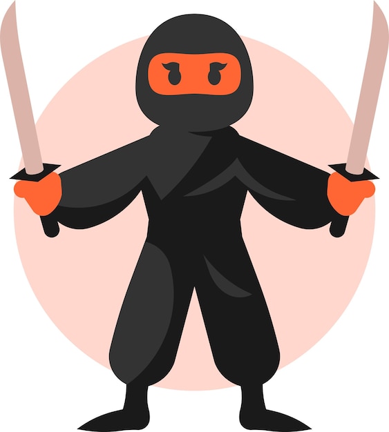 Vector vector image of a ninja warrior with two swords isolated on transparent background