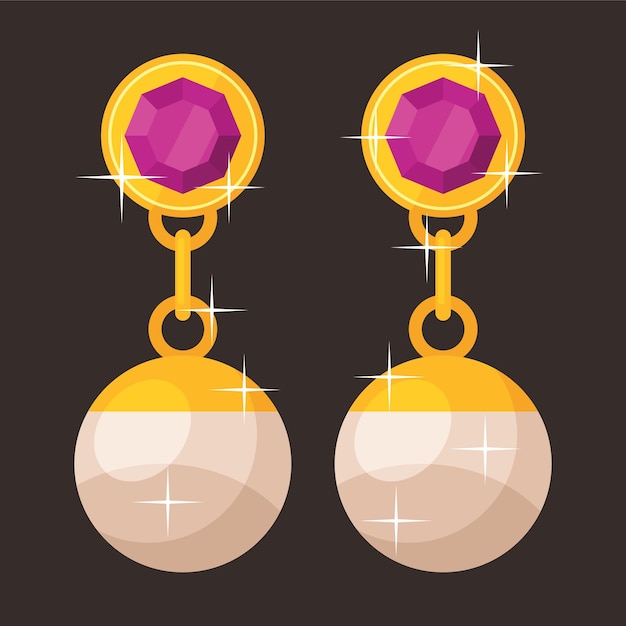 Vector vector image of a pair of earrings isolated on transparent background